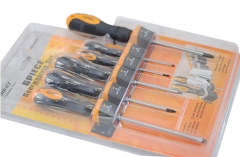 High Quality Cr-V 6pc Flat Phillips Screwdriver Set Ergo Grip with Wall Hanger