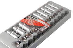 Selta Taiwan 33pc 3/8" Dr. Cr-V Socket Set Deep Short Metric T8-60 Torx Bits in Tray