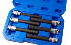 6pc 1/2" Dr. Cr-Mo 140mm Extra Deep TRX-Star Female E Type Torx Socket Set: E10-20