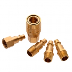 5pc Solid Brass Quick Coupler Set Air Hose Connect Fitting 1/4" NPT Female Male Plug