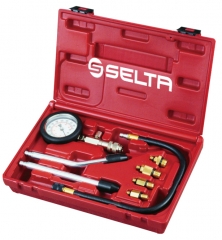 Selta Taiwan 8pc Petrol Cylinder Compression Test Kit 63mm Gauge 16" Flexible Extension Adapter