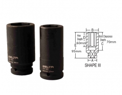 3/4" Dr. 6PT Cr-Mo 95mm/100mm/110mmL Extra Deep Impact Socket Made in Taiwan Option:21-70mm