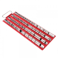 80pc Stainless Steel Socket Holder Storage Rails with Tray: 20x1/4" Dr.+30x3/8"Dr.+30x1/2"Dr.