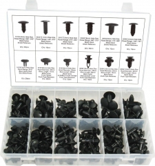 192pc Black Nylon Shield & Push Type Auto Panel Retainer Assortment Kit