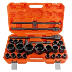 26pc Heavy Duty Truck Impact Socket & Accessories Set: 3/4" & 1" Dr. 21-65mm Socket