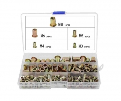 165pc M3 M4 M5 M6 M8 Rivet Nut Flat Head Thread Rivet Nutsert Cap Assortment Kit