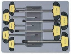 Force 2097S Hex Screwdriver T Handle Imperial SAE 9pc Set: 3/32"-3/8"