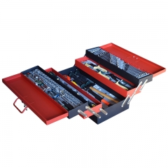 Force 50235-124 5-Tier Tool Box Chest With 124pc Tools: Socket & Accessory Spanner Screwdriver Hammer