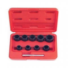 Force 910U2 10pc 3/8" Dr. Impact Twist Socket Bolt Nut Extractor Set: 10-19mm