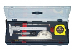 Force K50629 6pc Assorted Measuring Tool Kit: Caliper, Protractor, Scriber, Punch, Tape Measure