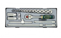 Force T3212 3/8" Dr. Imperial SAE Socket & Accessories 21pc Set
