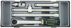 Force T4057 5pc 1/2" Dr. Socket Accessories Set: Ratchet Sliding T Handle, Extension Bar Universal Joint