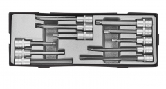 Force T4116 1/2" Dr. Extra Long Socket Bits 11pc Set: Torx, Spline, Hex Allen