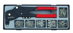 Force T51811 Revet Set with Swivel Head Riveter Gun Pliers & 180pcs Rivet