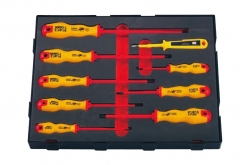 Force K20911 9pc Insulated Screwdriver Set: Phillip, Slot Screwdriver, Voltage Tester