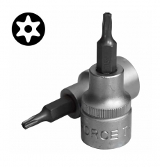 Force / King Tony 3/8" Dr 50mmL S2 Steel Tamperproof Torx Star Socket Bit Option:T8H-T60H