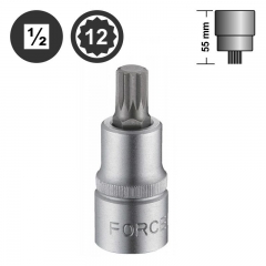 Force / Selta 1/2" Dr Spline Socket 55mm/100mm/120mm/140mm/800mmL Cr-V Socket S2 Steel Bits Individual Size M5-M17