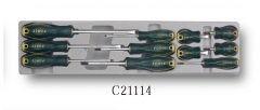 Force C21114 11pc Screwdriver Set: Slotted, Phillips, Stubby