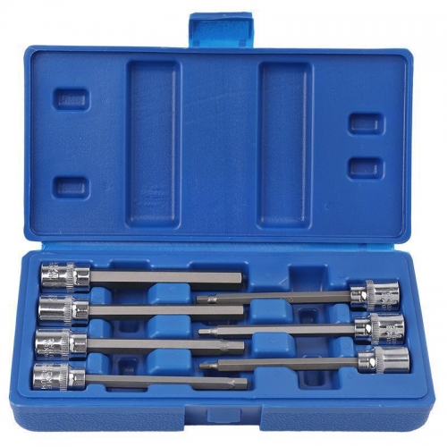 110mm Extra Long 7pc 1/2" Dr Hex Allen Socket Bit Set:H3-H4-H5-H6-H7-H8-H10