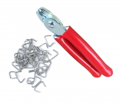 Straight Hog Ring Pliers+360pc 3/4" 1/2" 3/8" Galvanized Hog Rings Upholstery Installation Kit for Bungee/Shock Cords/Animal Pet Cages