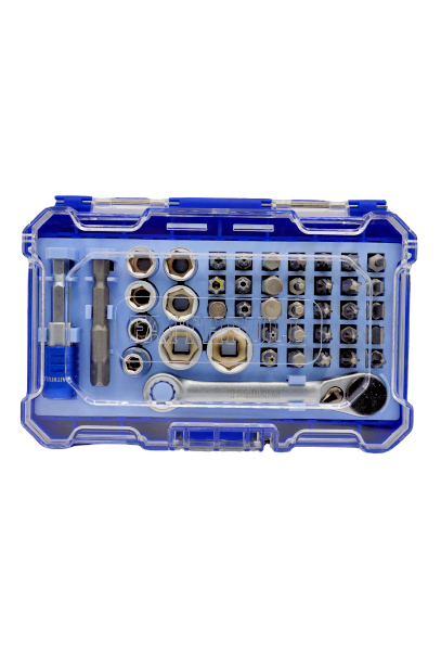 Faithfull UK Ratchet Screwdriver Bit Set 42 Piece Socket Pozi Phillips Slot Star