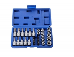 34pc Torx & E-Torx 3/8" Dr. Socket Bit-Star Bit & External Torx Socket Set