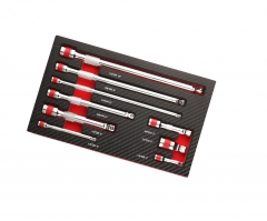 9pc Socket Extension Rod Set Spring Loaded Wobble Ball Adapters 1/4" 3/8" 1/2"