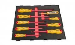 Force K20911 9pc Insulated Screwdriver Set: Phillip, Slot Screwdriver, Voltage Tester