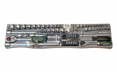 Force C3661 66pc 1/4"+3/8" Dr. Metric SAE Socket & Accessories Set