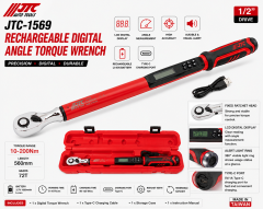 JTC-1569 1/2" Dr. 72T Rechargeable Digital Angle Torque Wrench 10-200Nm