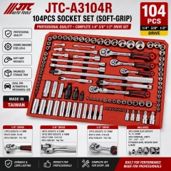 JTC-A3104R 104PCS Socket Set Soft Grip 1/4" 3/8" 1/2" Drive Ratchet Tool Kit