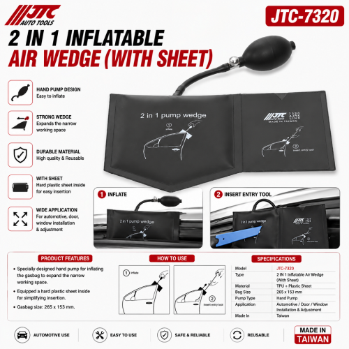JTC-7320 2 IN 1 Inflatable Air Wedge (With Sheet)