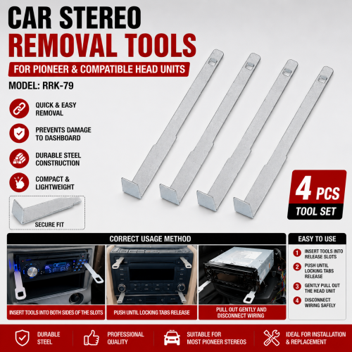 4pc Car Stereo Radio CD Removal Tool Keys Pair For Pioneer Head Unit Removal