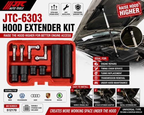 JTC-6303 Universal Hood Extender Kit For BMW VW Audi Porsche Skoda Bonnet Prop Rod Set