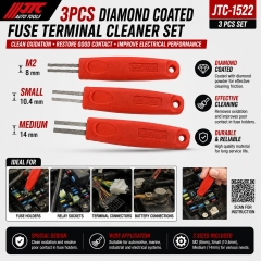 JTC-1522 3pc Fuse Terminal Cleaner Set Relay Socket Contact Cleaner Diamond Coated