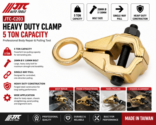 JTC-C203 Heavy Duty Panel Beating Clamp 5 Ton Single Way Pull Body Repair Tool Taiwan