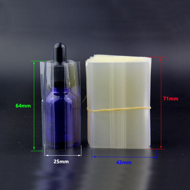 Size details of 10ml heat shrink sleeve and glass dropper bottles