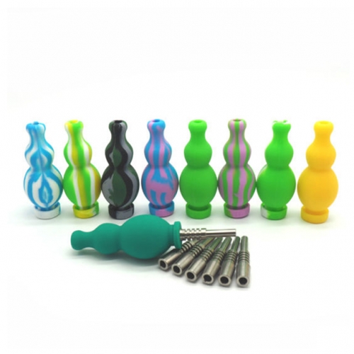 Gourd Shaped Silicone Nectar Collector / Silicone Honey Straw