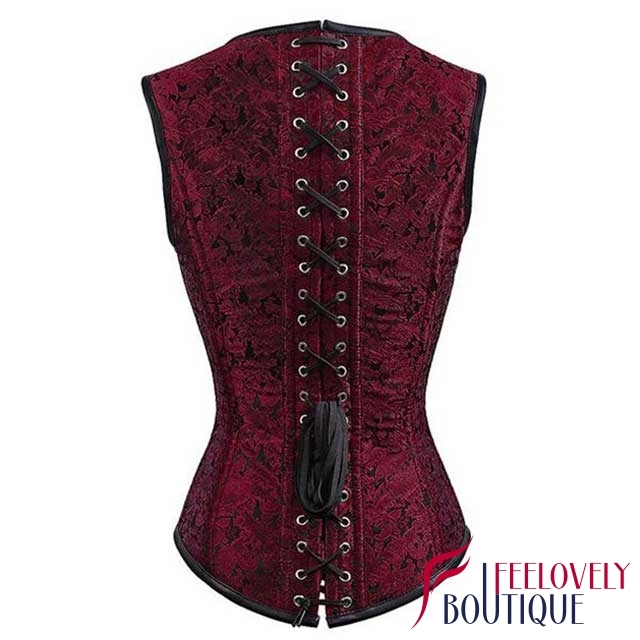 12 Steel Boned Gothic Double Buckle Straps Lace Up Corset