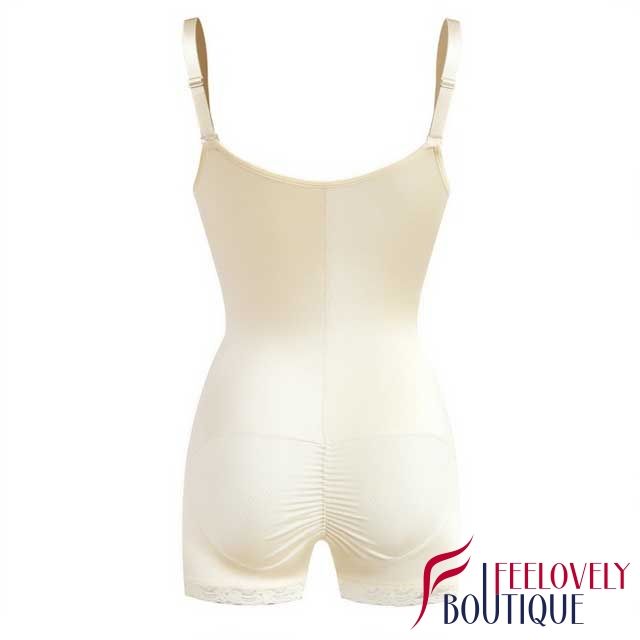 Lace Hem Boyshorts Latex Braless Body Shaper With Zipper