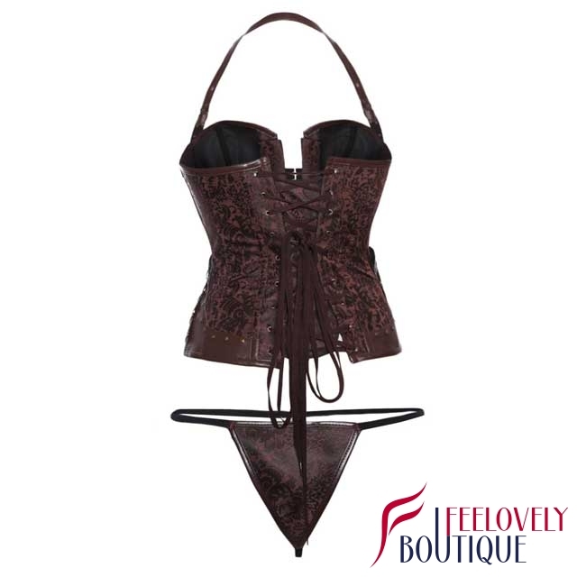 Steampunk Brocade Clasp Halter Overbust Corset