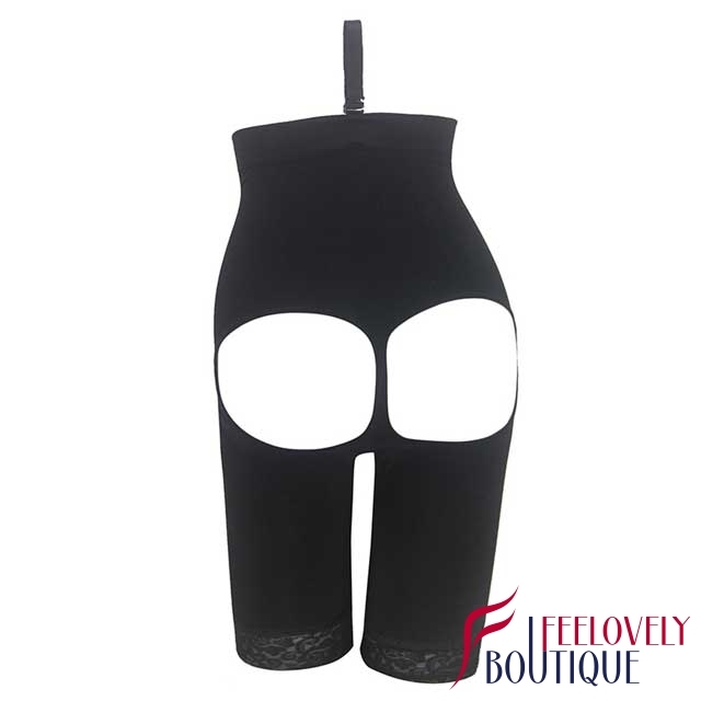 Lace Hem High Waist Butt Lifter Boyshorts With Tummy Trimmer