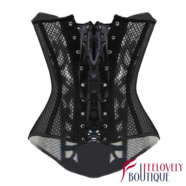 Floral Design Mesh Bustier See Through Corset Tops
