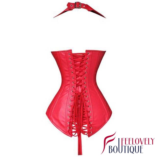 Laced Leather Steampunk Corset Gothic Halter Corset Tops