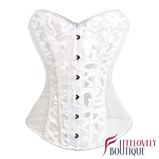 Floral Design Mesh Bustier See Through Corset Tops