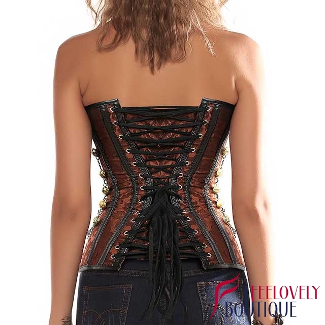 Retro Brocade Steampunk Corset Steel Boned Gothic Corset Tops