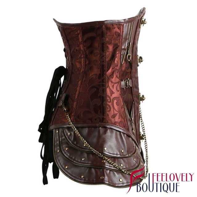 Underbust Steel Boned Steampunk Corset Brocade Waist Training Corset