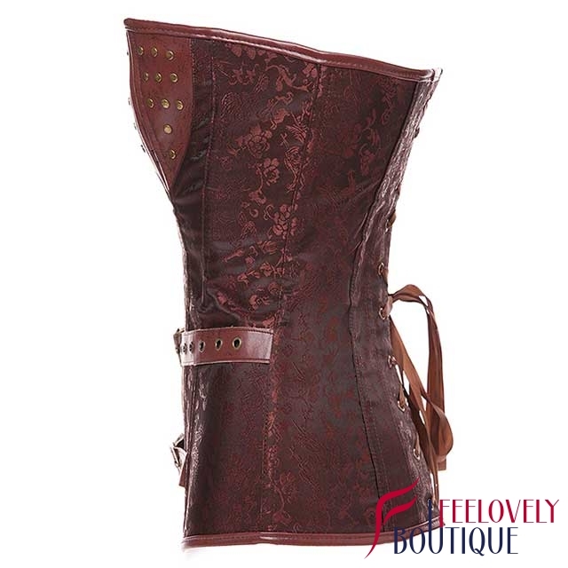Stud Zippered Gothic Corset Tops Steampunk Training Corset