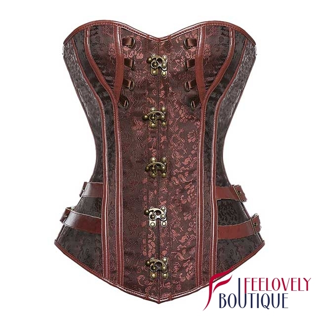 Jacquard Steampunk Corset Tops Gothic Boned Training Corset
