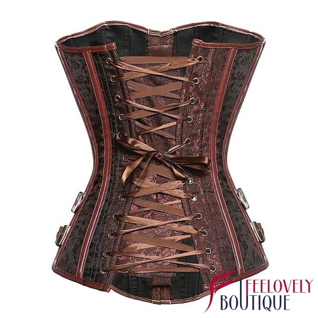Jacquard Steampunk Corset Tops Gothic Boned Training Corset